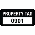 Lustre-Cal Property ID Label PROPERTY TAG Polyester Black 1.50in x 0.75in  Serialized 0901-1000, 100PK 253772Pe1K0901